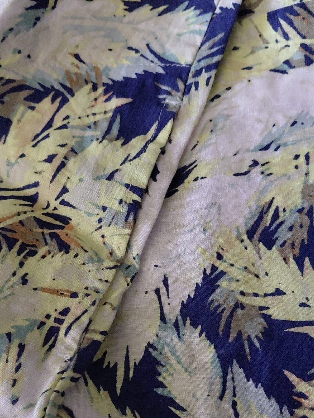 J. Jill Linen Sleeveless Palm-Print Maxi Dress in Yellow & Navy L - Picture 5 of 5
